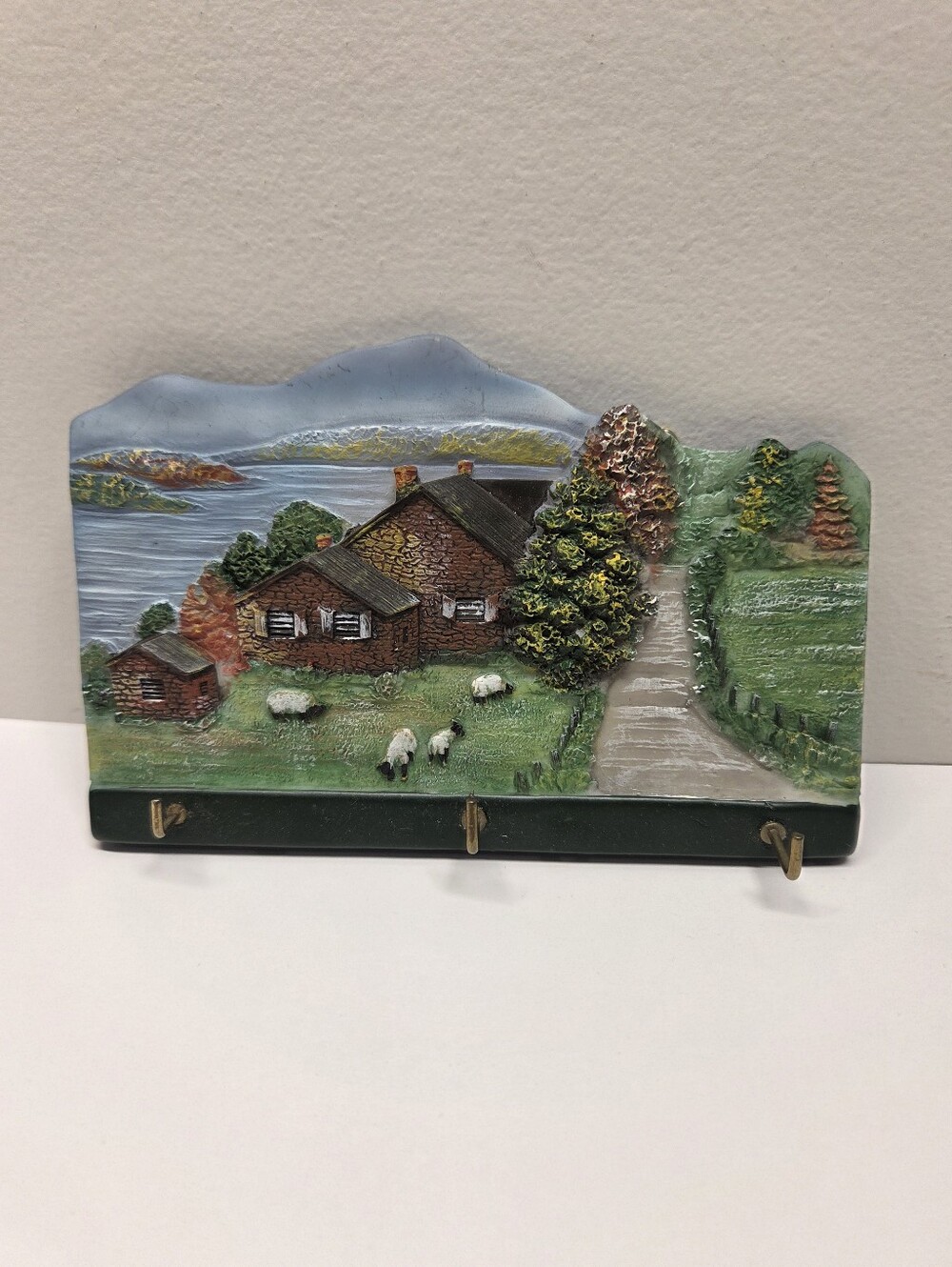 Cottage Wall Key Holder Textured Farmhouse Small Hanging Storage Rustic